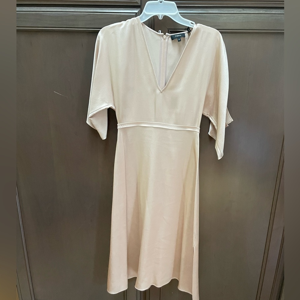 Theory Satin Like Midi Cream Dress Size 00